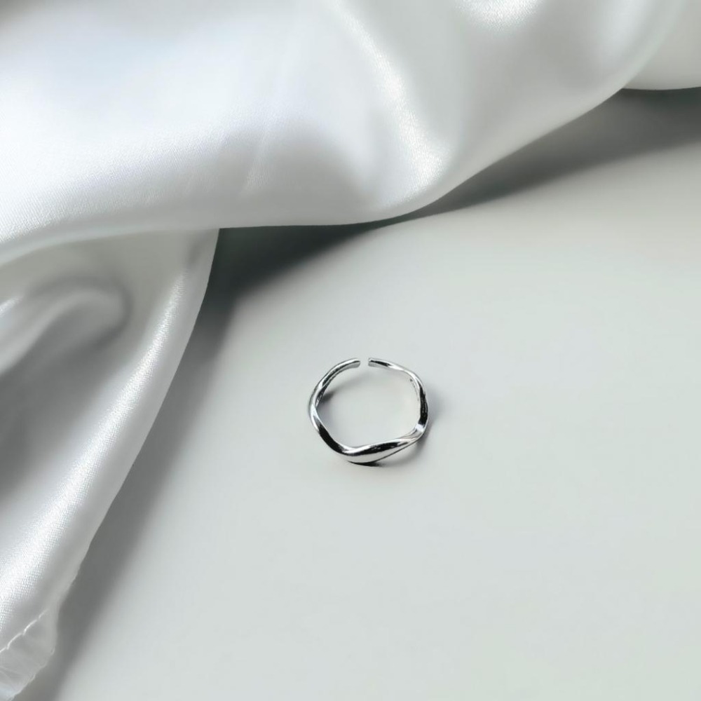 【43小舖】925純銀 不規則幾何 波浪 可調式 戒指｜S925｜通體純銀｜開口戒｜飾品｜銀飾｜送拭銀布-細節圖8