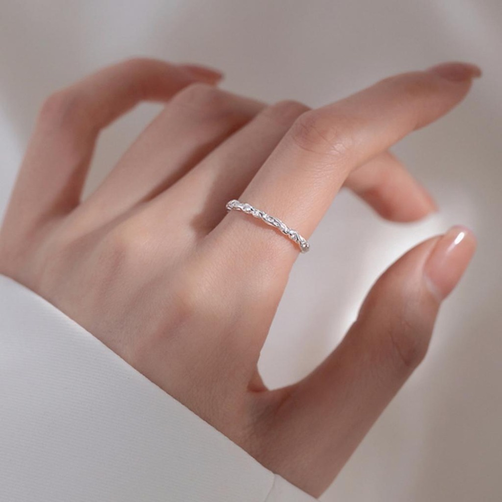 【43小舖】925純銀 不規則 褶皺紋理 樹紋 素圈 可調式 戒指｜S925｜通體純銀｜開口戒｜飾品｜銀飾｜送拭銀布-細節圖3