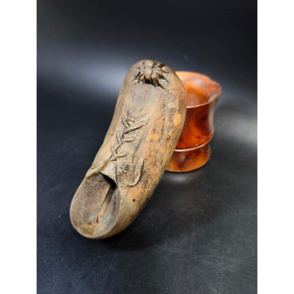 早期國外老木雕 - 實木鞋雕（實木/鄉村/木雕/藝術/古董/擺件/收藏/展示)-細節圖2