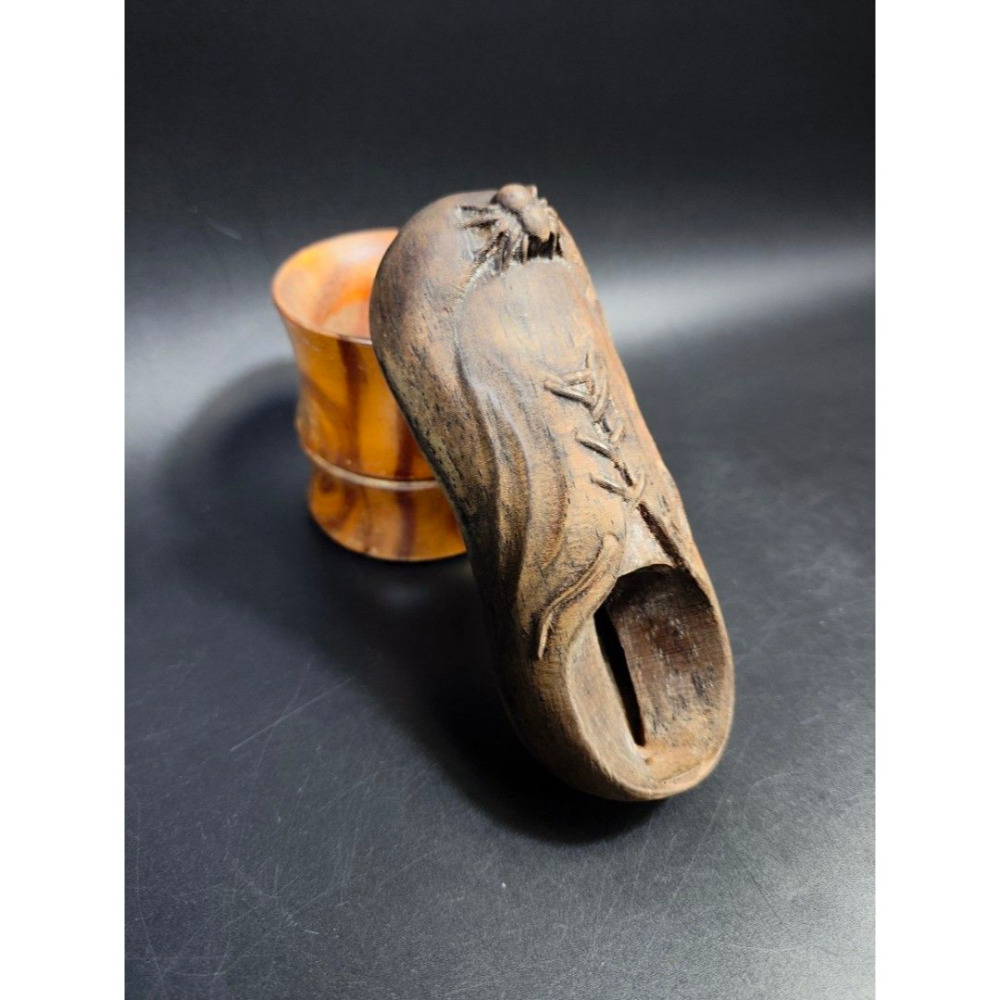 早期國外老木雕 - 實木鞋雕（實木/鄉村/木雕/藝術/古董/擺件/收藏/展示)-細節圖3