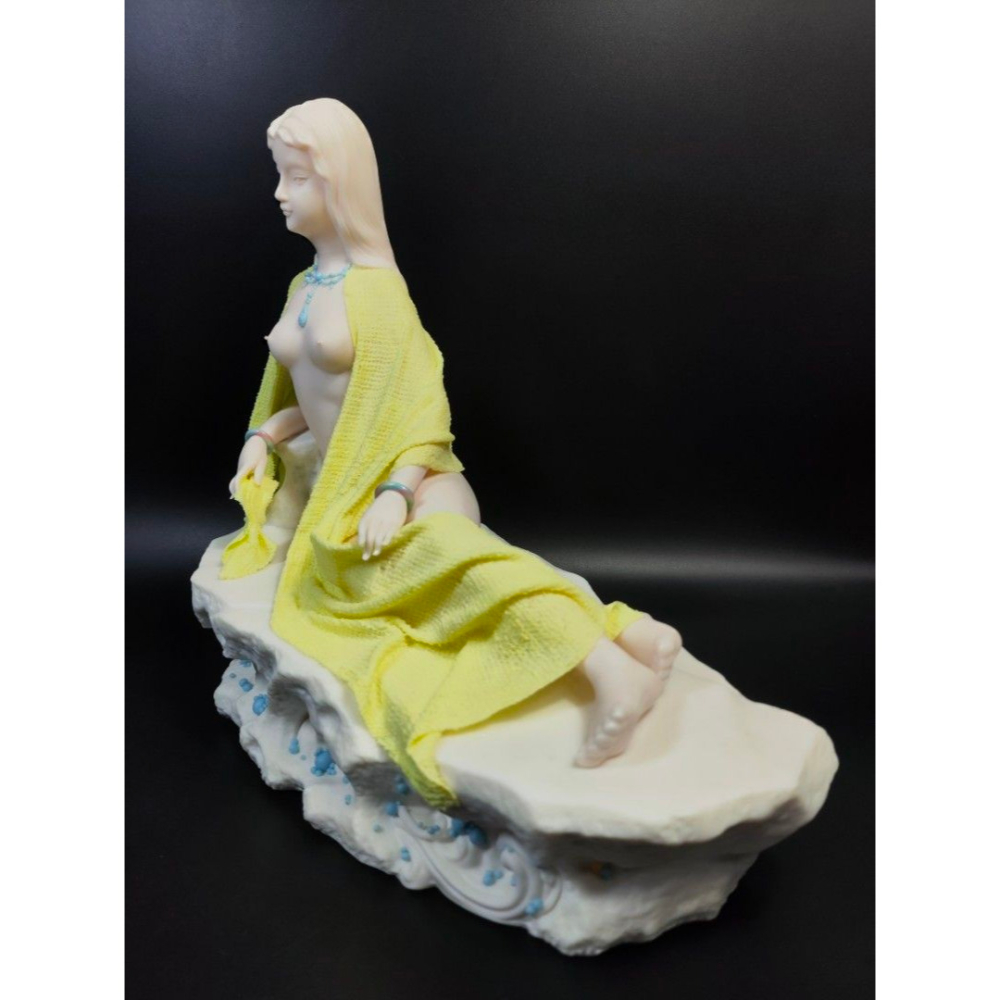 早期德化陶瓷- 山花女體雕塑仕女藝術品（名家：鄭雄文）#01（古董/收藏/神像/佛像/陶瓷/精品/收藏/擺飾/銅爐/香爐-細節圖3