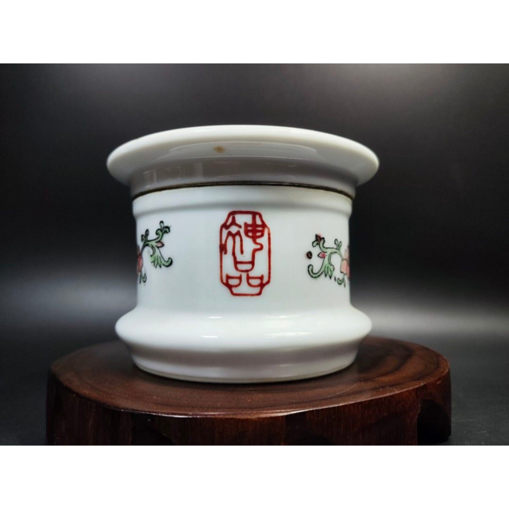 民國早期胭脂陶瓷孤品 - 甲申年（民33年）胭脂紅彩繪陶罐（有落款）（廟宇/人物/侍女/古董/收藏/神像/佛像/陶瓷/精-細節圖4