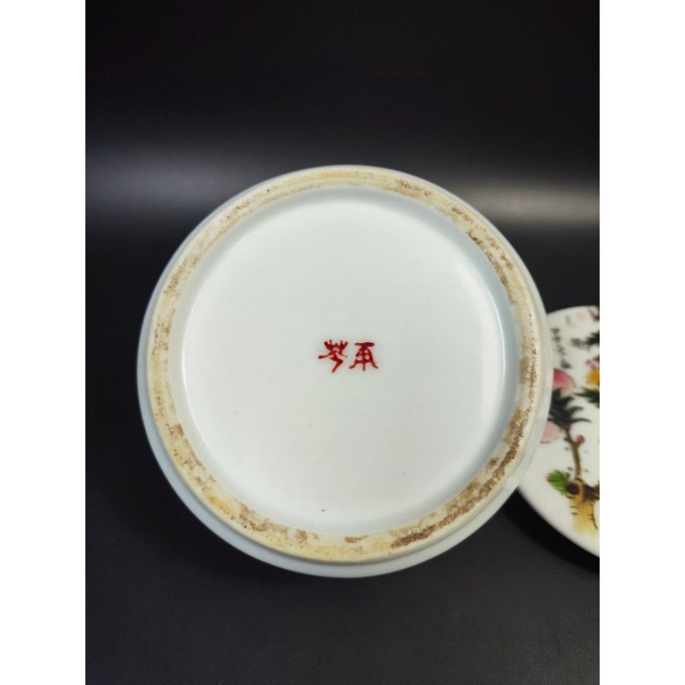 民國早期胭脂陶瓷孤品 - 甲申年（民33年）胭脂紅彩繪陶罐（有落款）（廟宇/人物/侍女/古董/收藏/神像/佛像/陶瓷/精-細節圖7