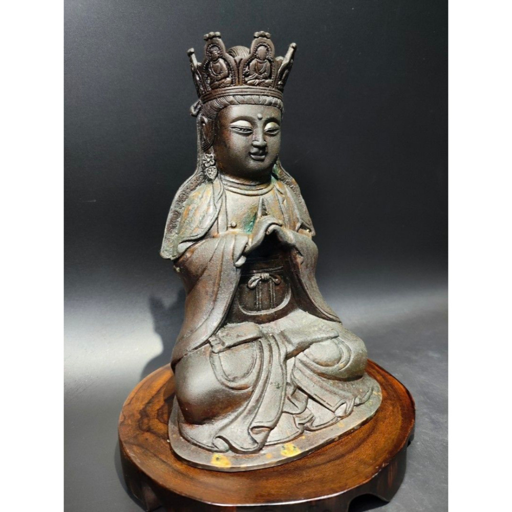 早期銅雕神尊老件 - 大日如來坐像（古董/銅雕/收藏/銅爐/香爐/銅器/擺飾/珍藏/明朝/清朝/藝品/神像）-細節圖3