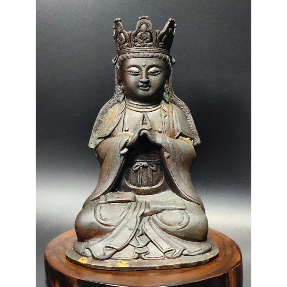 早期銅雕神尊老件 - 大日如來坐像（古董/銅雕/收藏/銅爐/香爐/銅器/擺飾/珍藏/明朝/清朝/藝品/神像）-細節圖4