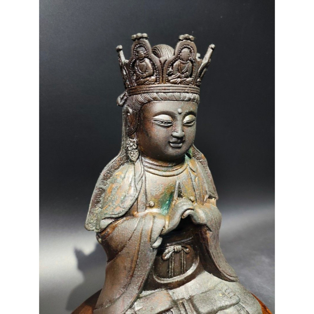 早期銅雕神尊老件 - 大日如來坐像（古董/銅雕/收藏/銅爐/香爐/銅器/擺飾/珍藏/明朝/清朝/藝品/神像）-細節圖9