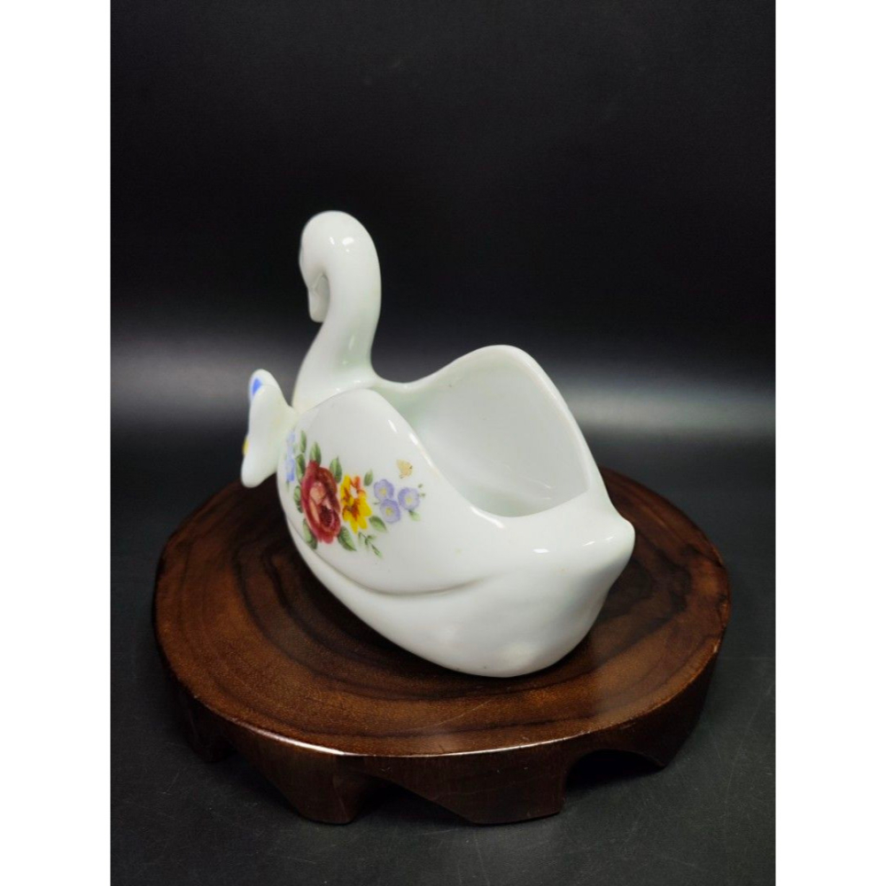 早期西洋陶瓷老件 - 英國復古天鵝花卉飾品盆#01（飾品/古董/銅雕/收藏/銅爐/香爐/銅器/擺飾/珍藏/明朝/清朝/藝-細節圖5