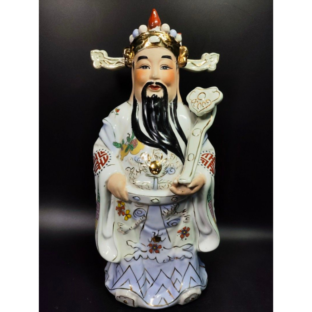 早期粉彩陶瓷孤品 - 大型景德鎮福祿壽三仙（廟宇/人物/侍女/古董/收藏/神像/佛像/陶瓷/精品/收藏/擺飾/銅爐/香爐-細節圖3