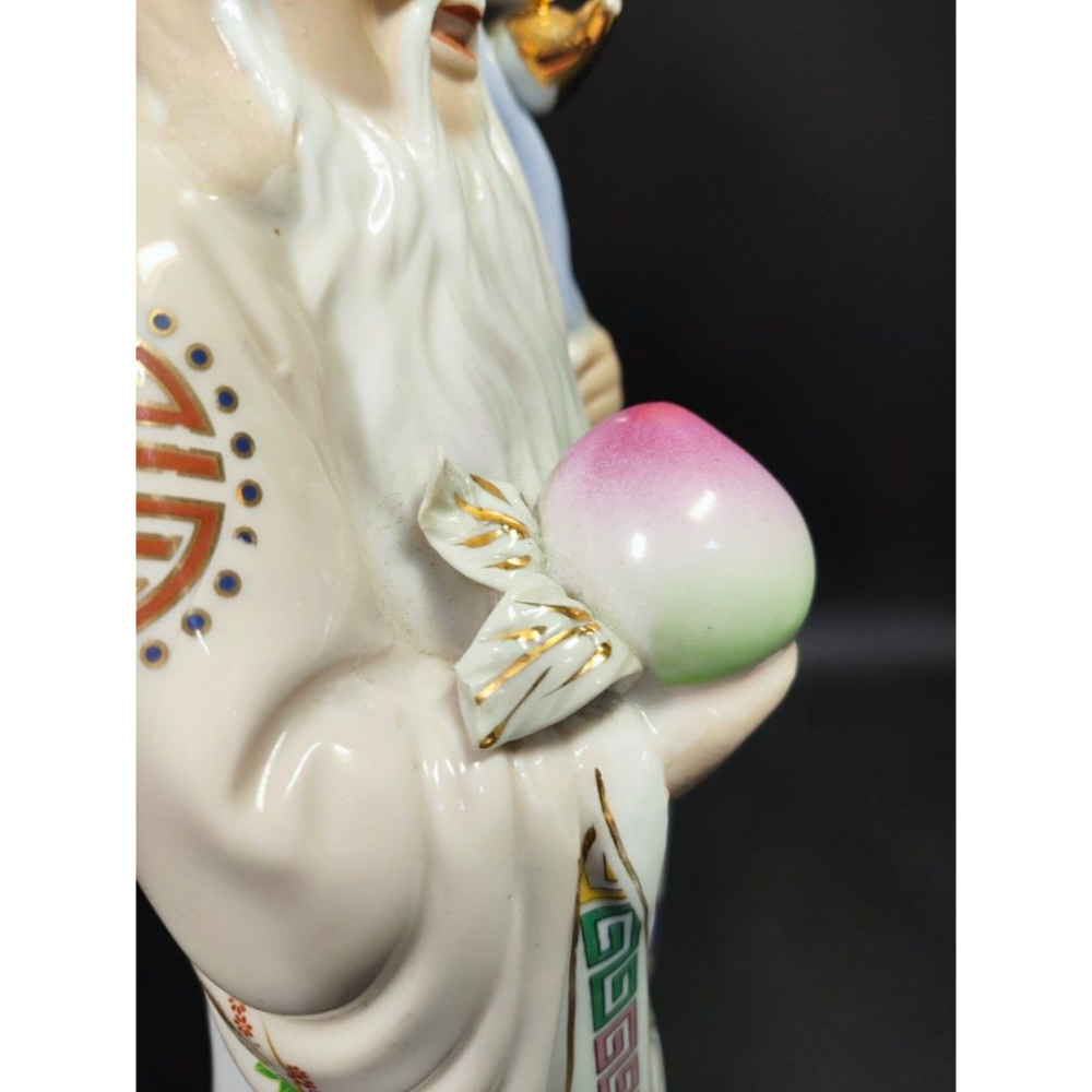 早期粉彩陶瓷孤品 - 大型景德鎮福祿壽三仙（廟宇/人物/侍女/古董/收藏/神像/佛像/陶瓷/精品/收藏/擺飾/銅爐/香爐-細節圖9