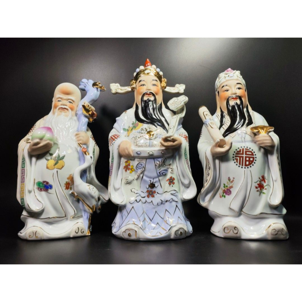 早期粉彩陶瓷孤品 - 大型景德鎮福祿壽三仙（廟宇/人物/侍女/古董/收藏/神像/佛像/陶瓷/精品/收藏/擺飾/銅爐/香爐-細節圖10