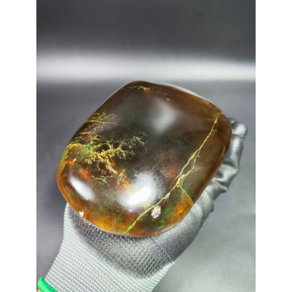 早期天然原石 - 琥珀蜜蠟原石/綠珀（附底座）（聚寶/開運/風水/擺飾/裝飾/花瓶/供器/石雕/雕刻/玉器）-細節圖7