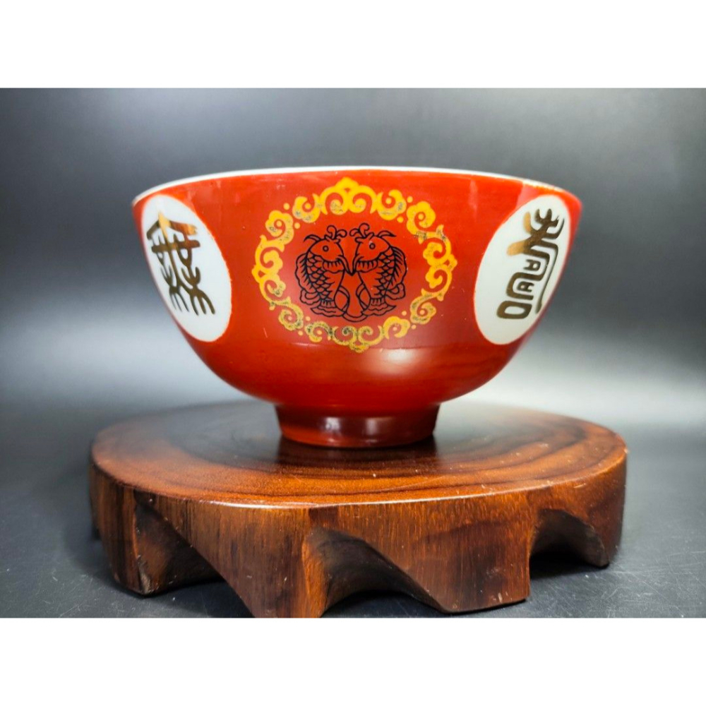 早期僑中磁器老件 - 萬壽無疆碗（7入）（磁器/瓷器/陶器/手工窯/手工/擺飾/器皿/餐盤/碗/盤）-細節圖2