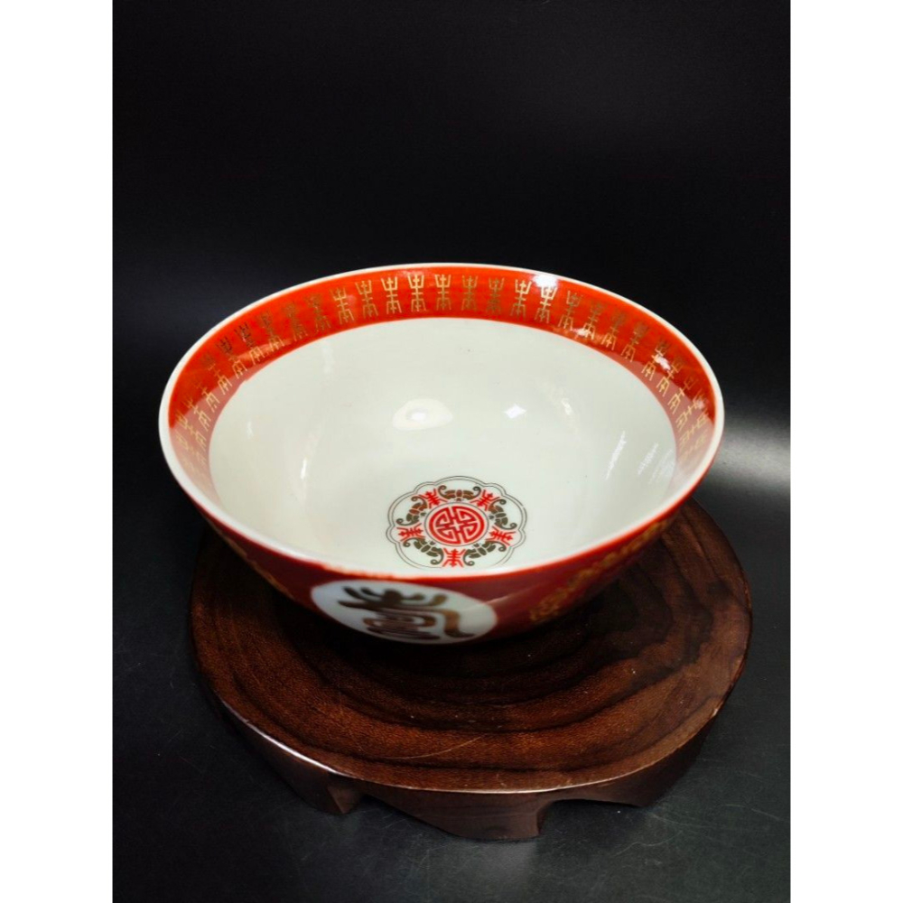早期僑中磁器老件 - 萬壽無疆碗（7入）（磁器/瓷器/陶器/手工窯/手工/擺飾/器皿/餐盤/碗/盤）-細節圖6