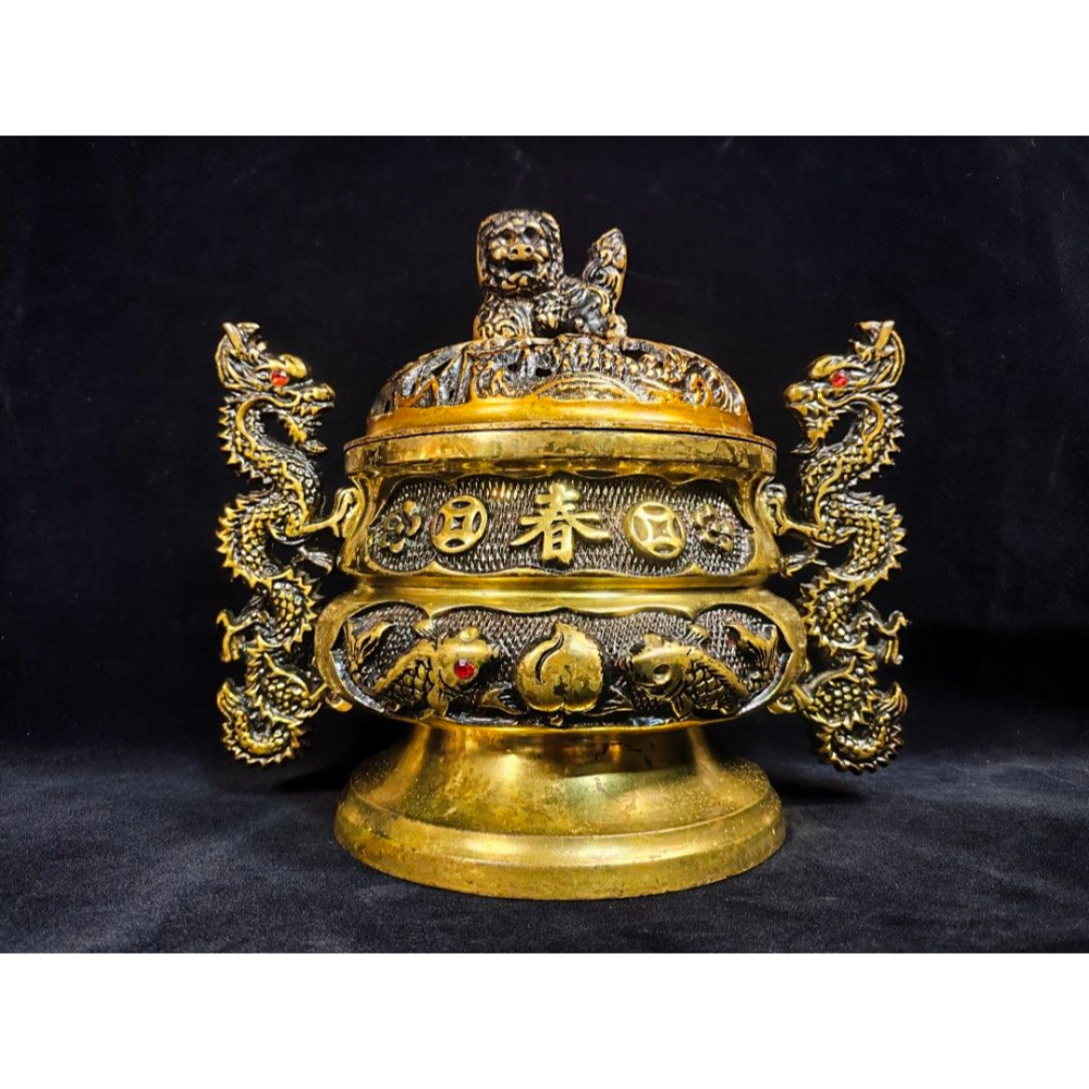 早期大祭祀爐 - 廟宇一貫道八卦祭祀爐/淨香爐#01（古董/銅雕/收藏/銅爐/香爐/銅器/擺飾/珍藏/明朝/清朝/藝品/-細節圖2