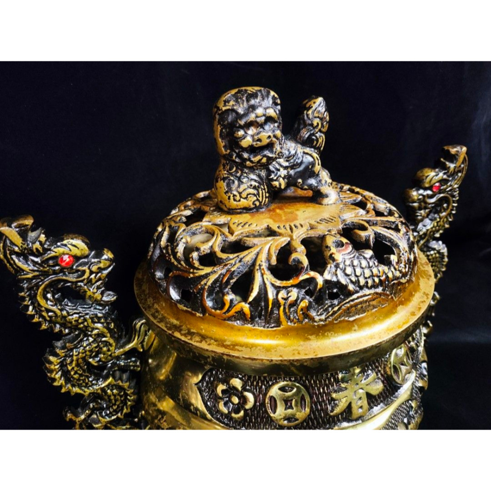 早期大祭祀爐 - 廟宇一貫道八卦祭祀爐/淨香爐#01（古董/銅雕/收藏/銅爐/香爐/銅器/擺飾/珍藏/明朝/清朝/藝品/-細節圖9