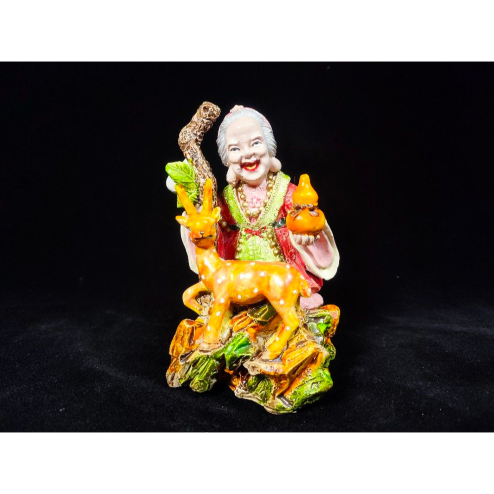 早期樹脂神尊 - 福祿壽土地婆（古董/收藏/銅爐/香爐/銅器/擺飾/珍藏/明朝/清朝/藝品）-細節圖2