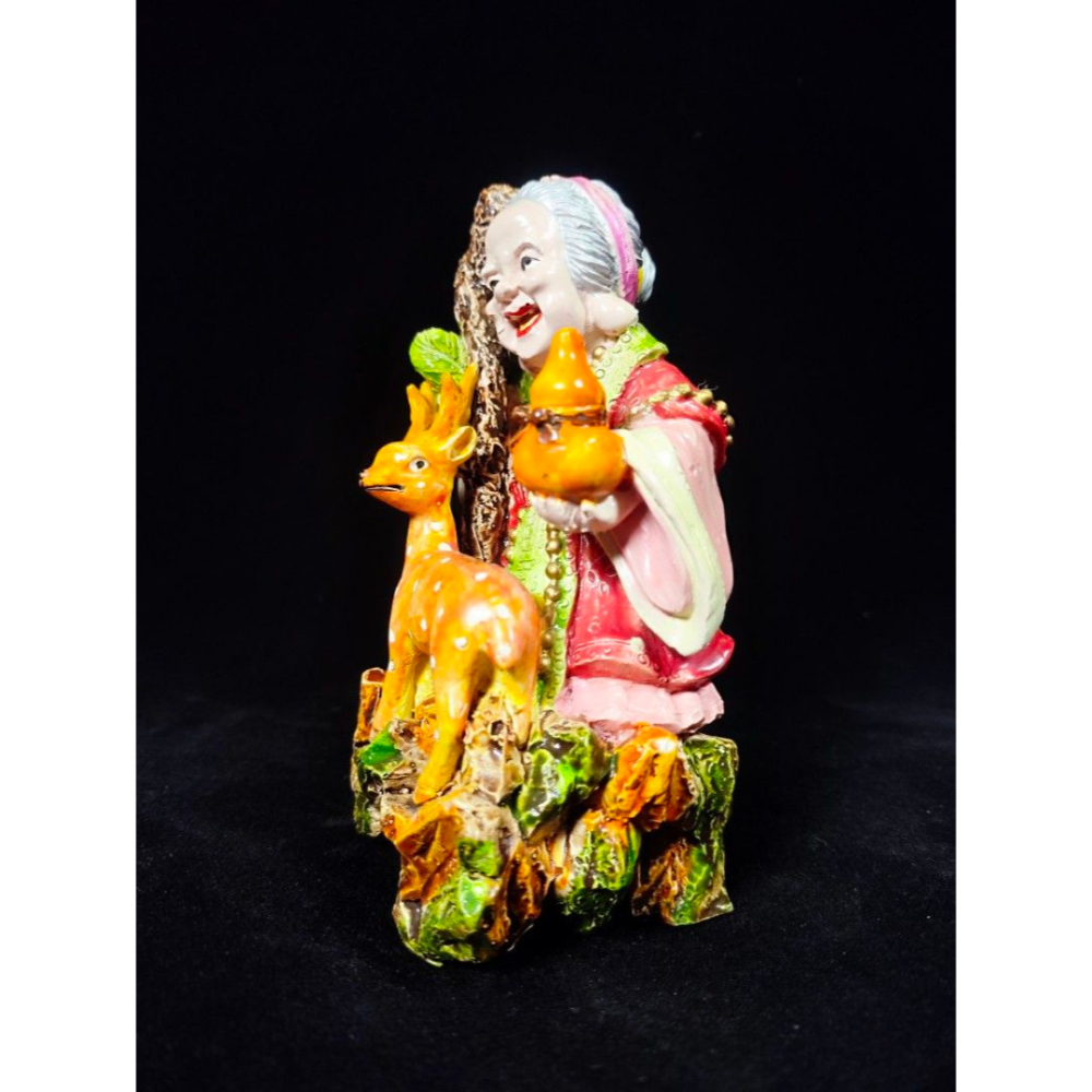 早期樹脂神尊 - 福祿壽土地婆（古董/收藏/銅爐/香爐/銅器/擺飾/珍藏/明朝/清朝/藝品）-細節圖3