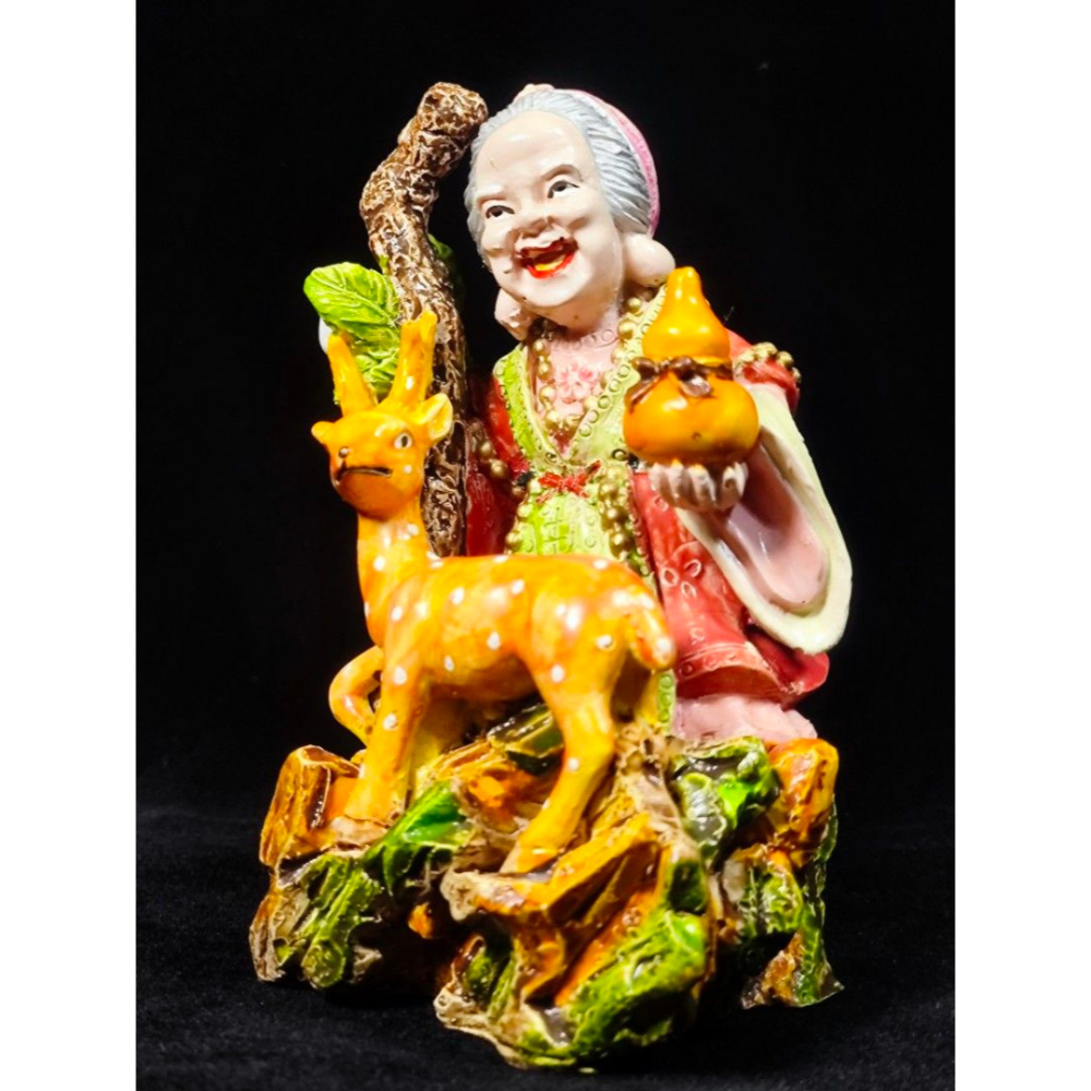 早期樹脂神尊 - 福祿壽土地婆（古董/收藏/銅爐/香爐/銅器/擺飾/珍藏/明朝/清朝/藝品）-細節圖8