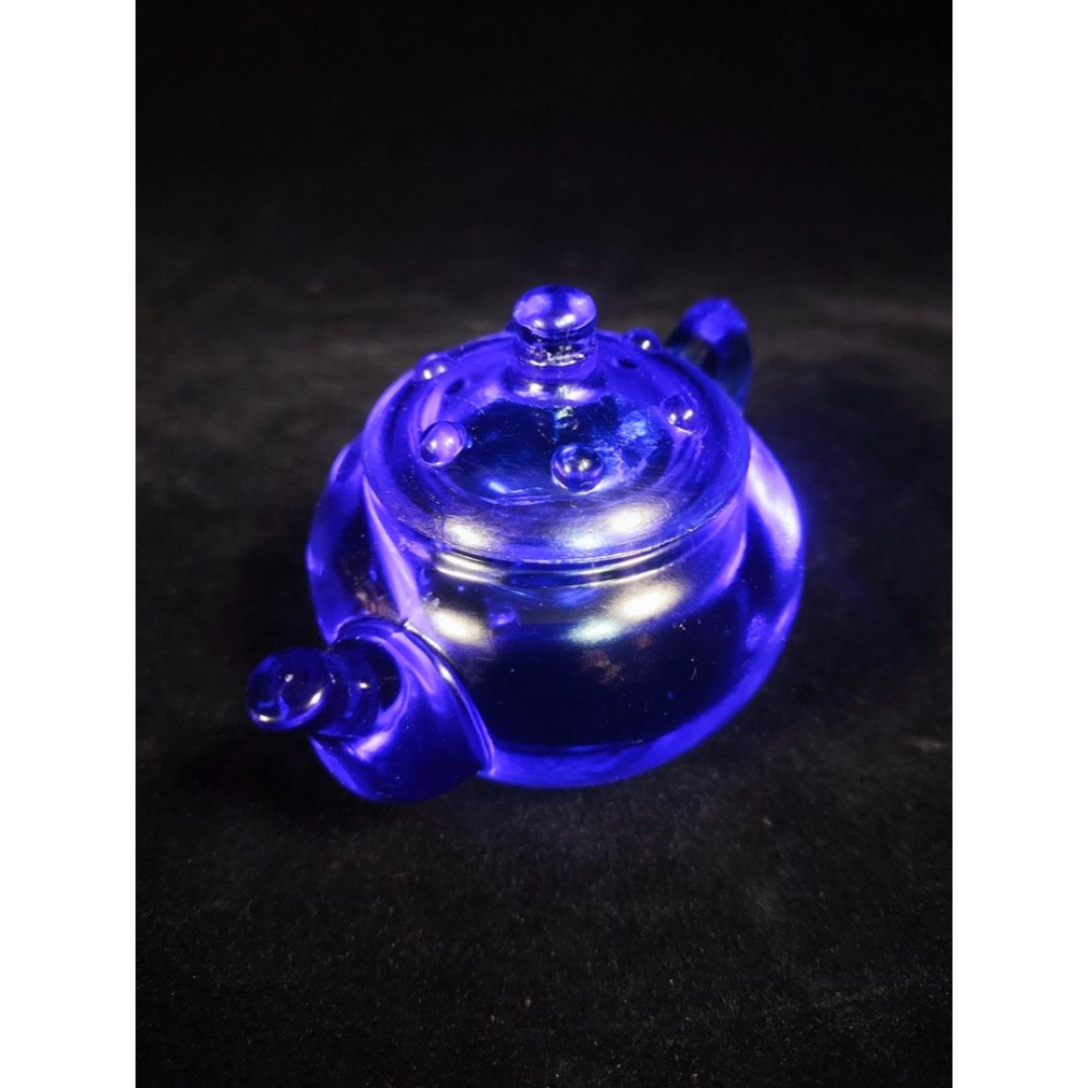 早期老料琉璃舊藏 - 琥珀藍玻璃壺（有落款）（宜興/宜龍/天青/朱泥/段泥/紫泥/紅泥/清水泥/槽青/茶壺/茶葉/茶倉/-細節圖3