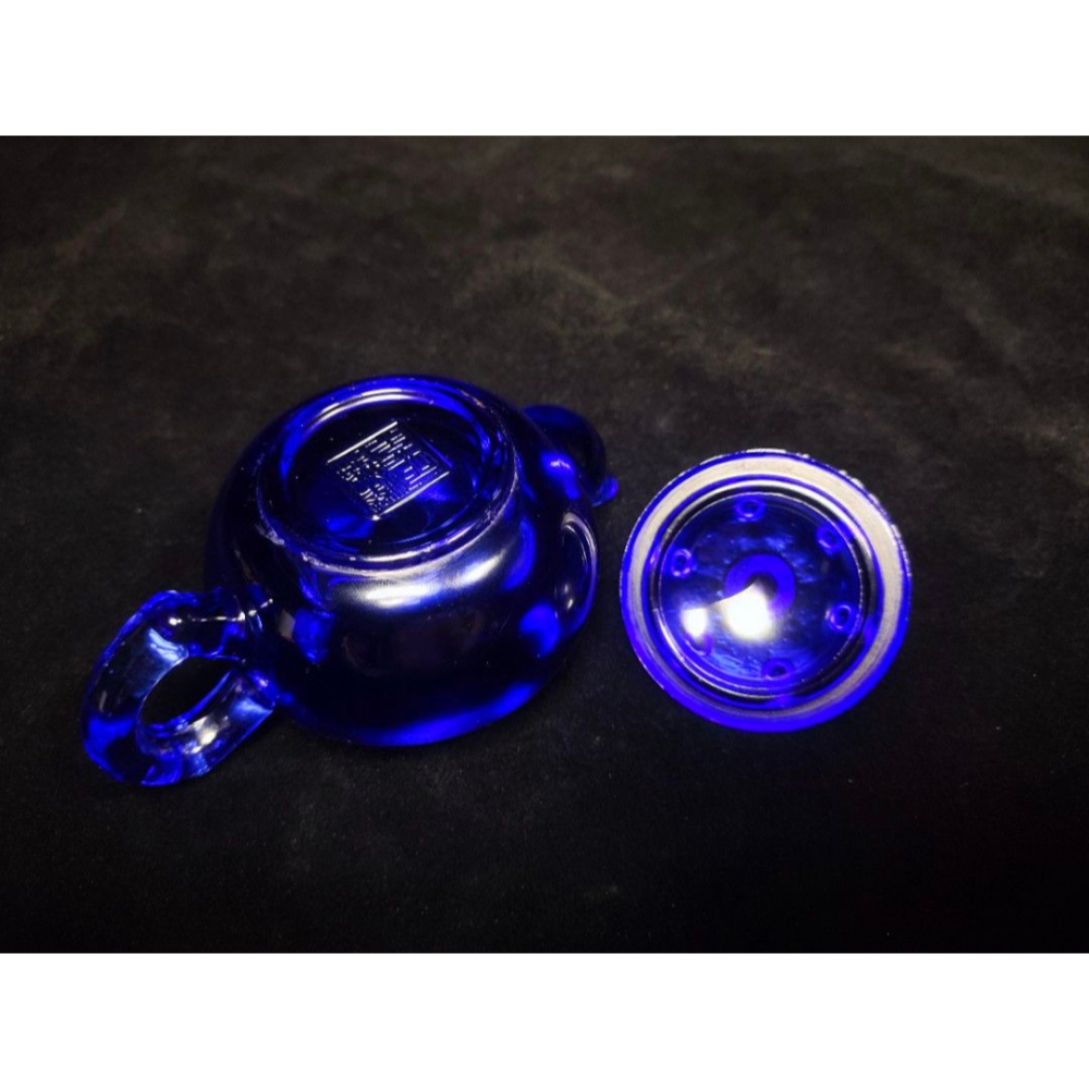 早期老料琉璃舊藏 - 琥珀藍玻璃壺（有落款）（宜興/宜龍/天青/朱泥/段泥/紫泥/紅泥/清水泥/槽青/茶壺/茶葉/茶倉/-細節圖6
