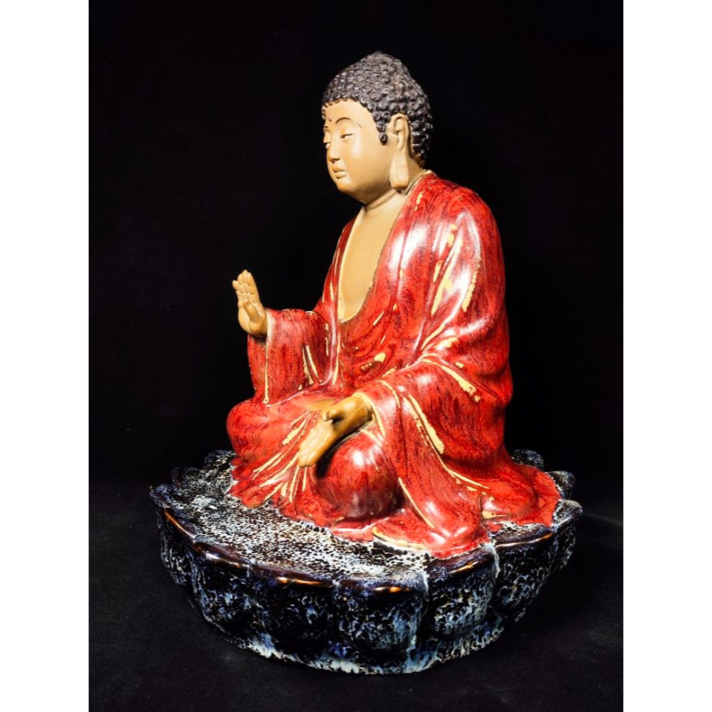 早期石灣陶老件 - 禪心佛陀/釋迦牟尼/佛祖（古董/珍品/收藏/神像/佛像/陶瓷/精品/擺飾/銅爐/瓷器/陶器/藝術）-細節圖2