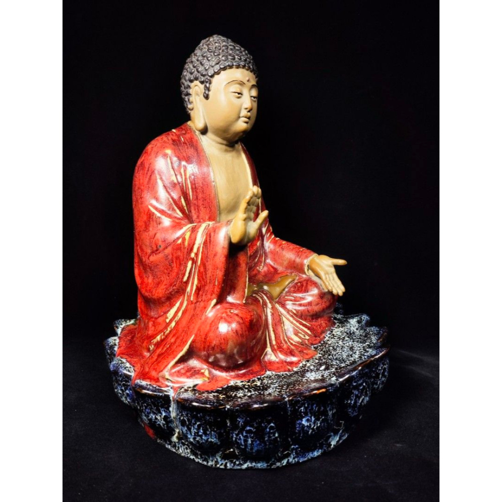 早期石灣陶老件 - 禪心佛陀/釋迦牟尼/佛祖（古董/珍品/收藏/神像/佛像/陶瓷/精品/擺飾/銅爐/瓷器/陶器/藝術）-細節圖3