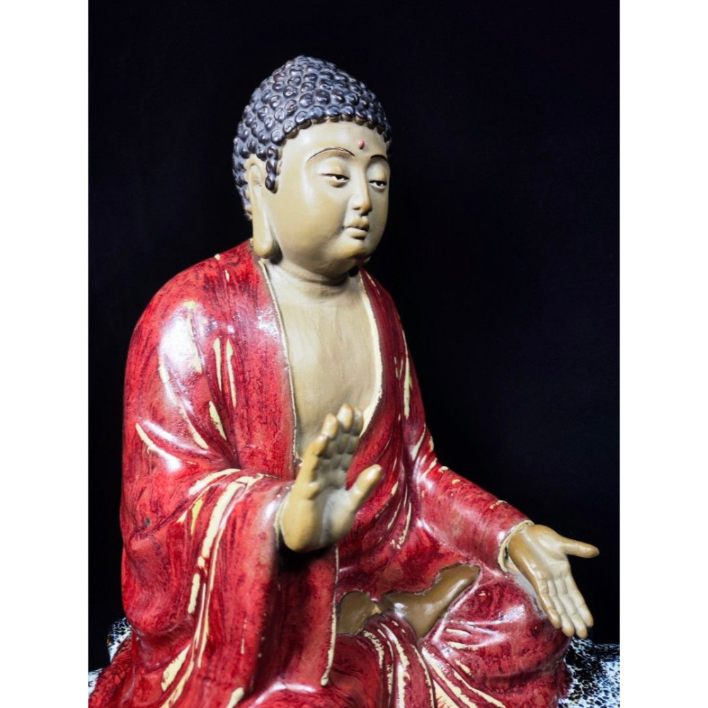 早期石灣陶老件 - 禪心佛陀/釋迦牟尼/佛祖（古董/珍品/收藏/神像/佛像/陶瓷/精品/擺飾/銅爐/瓷器/陶器/藝術）-細節圖4