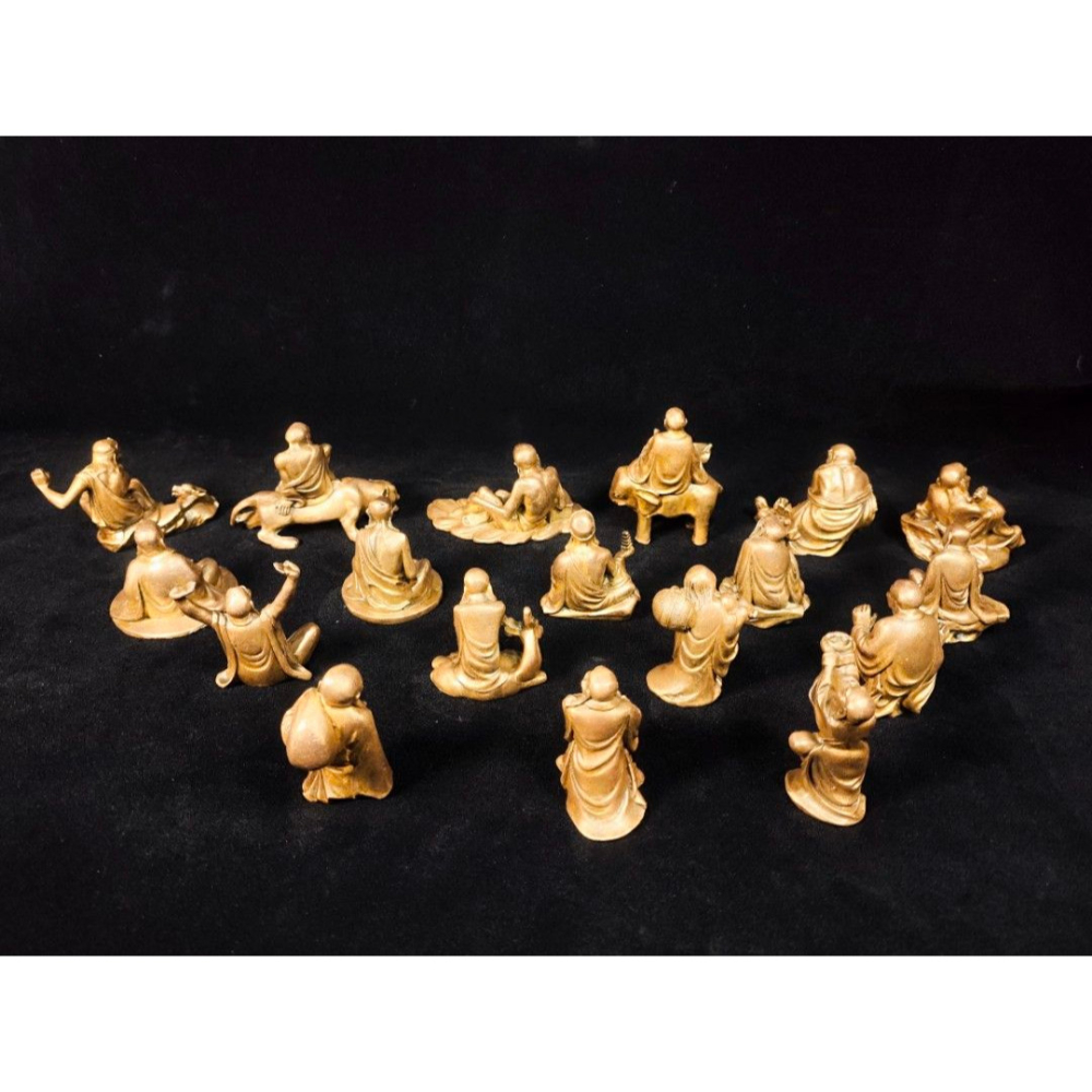 早期銅雕神尊老件 - 全套絕版十八羅漢尊者銅像（古董/銅雕/收藏/銅爐/香爐/銅器/擺飾/珍藏/明朝/清朝/藝品/神像）-細節圖5