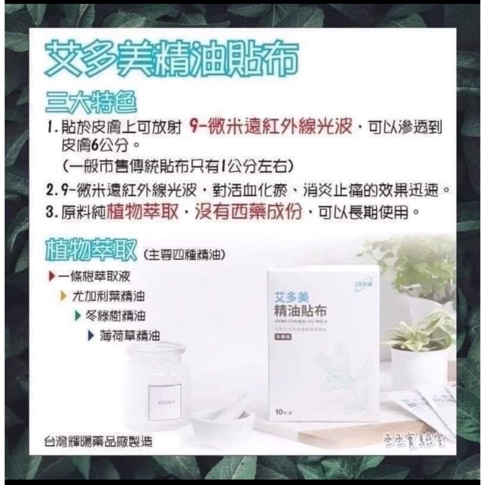 艾多美 精油 貼布 1盒(12包*5片) 草本精華舒緩-細節圖2