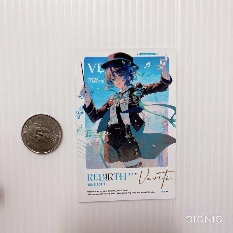 現貨🎐風精靈🎐原神同人｜溫迪 風神 蒙德 拍立得 明信片 方卡 鐳射票 花札牌 小方巾 原神周邊 原神週邊-規格圖1