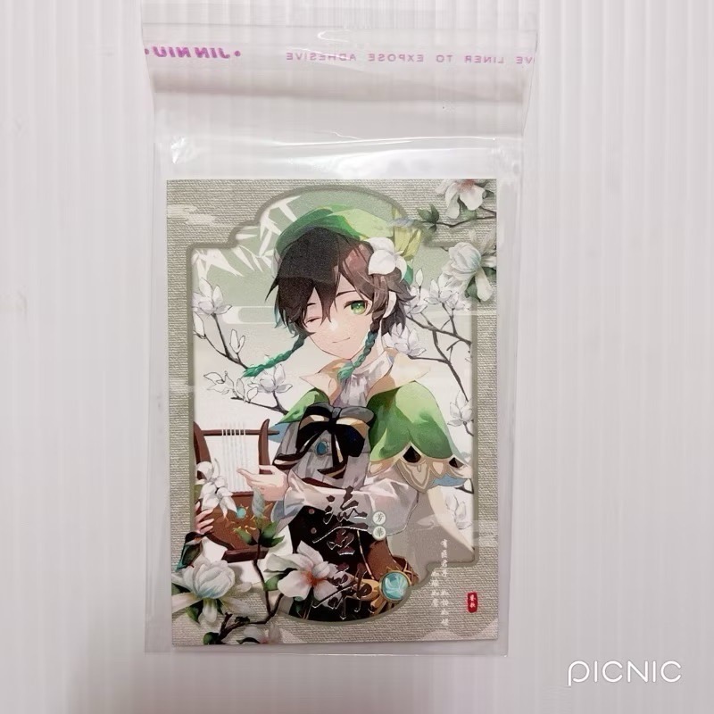 現貨🎐風精靈🎐原神同人｜溫迪 風神 蒙德 拍立得 明信片 方卡 鐳射票 花札牌 小方巾 原神周邊 原神週邊-規格圖1