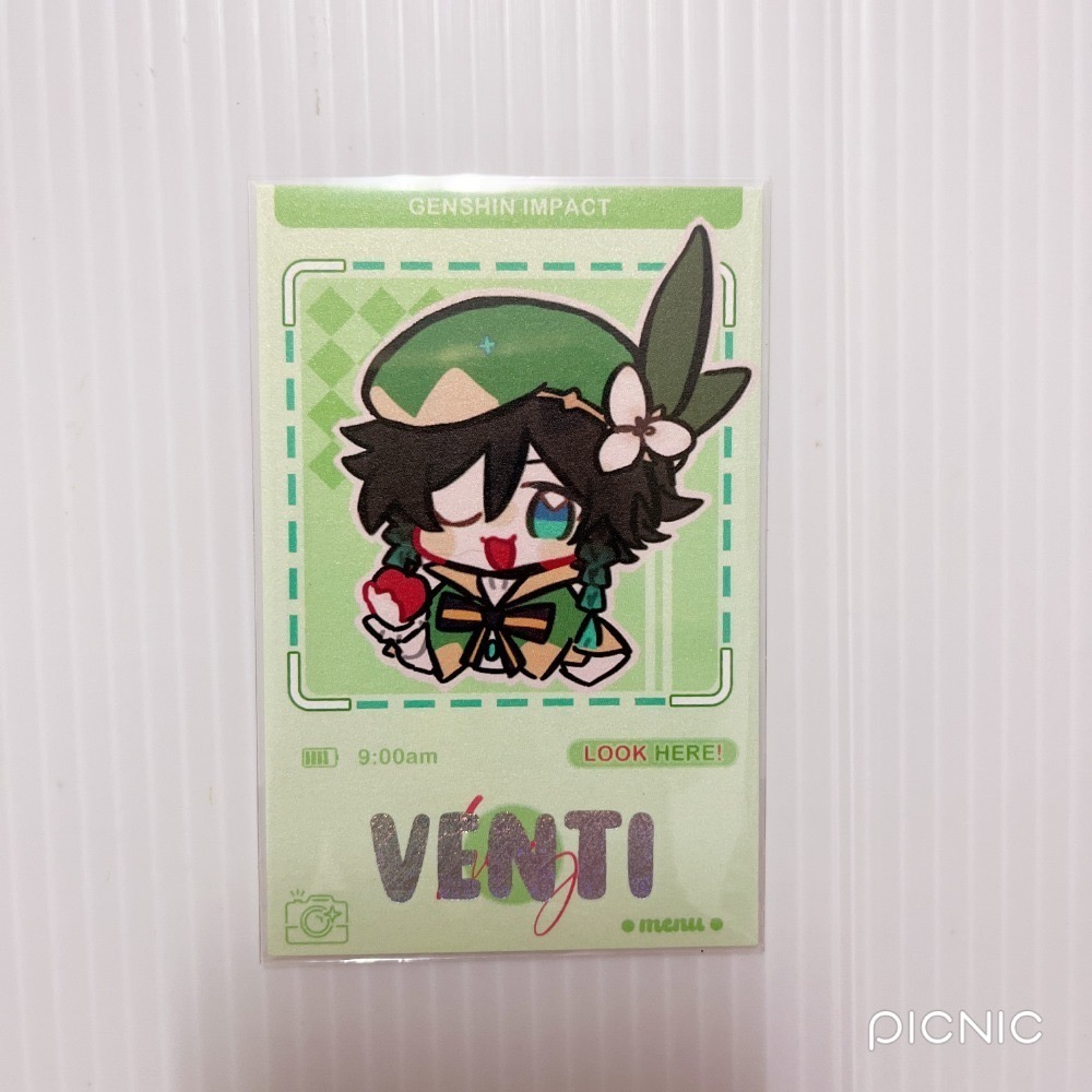 現貨🎐風精靈🎐原神同人｜溫迪 風神 蒙德 拍立得 明信片 方卡 鐳射票 花札牌 小方巾 原神周邊 原神週邊-規格圖1