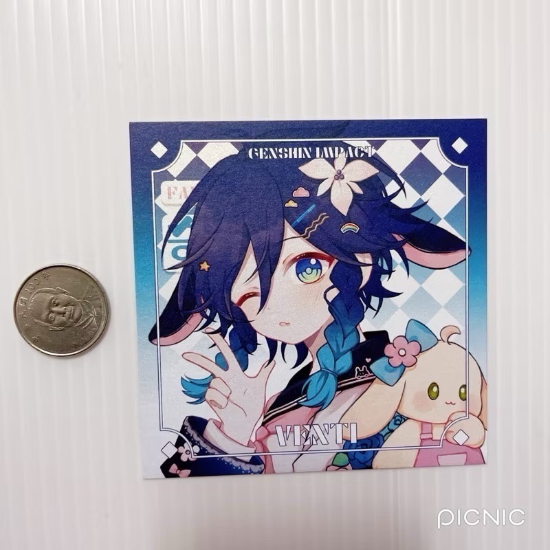 現貨🎐風精靈🎐原神同人｜溫迪 風神 蒙德 拍立得 明信片 方卡 鐳射票 花札牌 小方巾 原神周邊 原神週邊-規格圖1