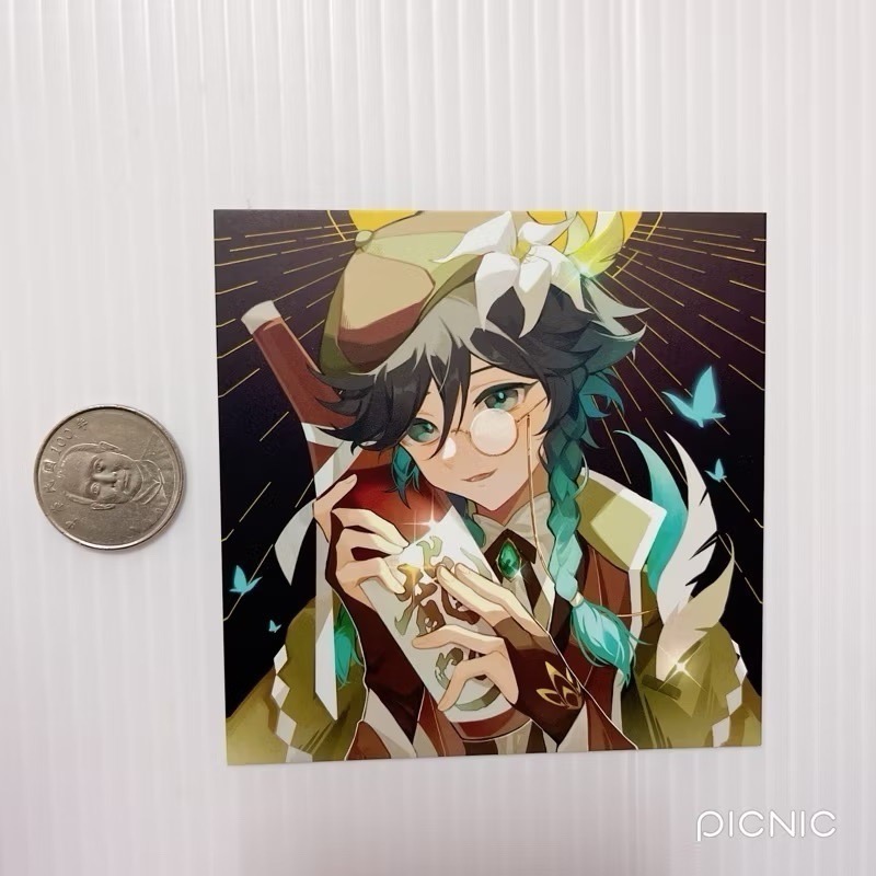 現貨🎐風精靈🎐原神同人｜溫迪 風神 蒙德 拍立得 明信片 方卡 鐳射票 花札牌 小方巾 原神周邊 原神週邊-規格圖1