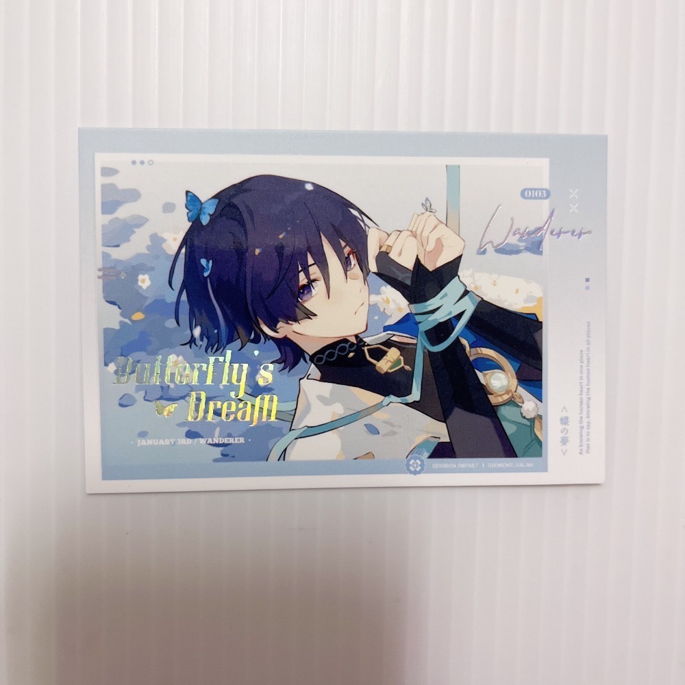 現貨🎐風精靈🎐原神同人｜流浪者 散兵 拍立得 明信片 紙夾相卡 色紙 花札牌 小立牌 徽章 原神周邊 原神週邊-規格圖1