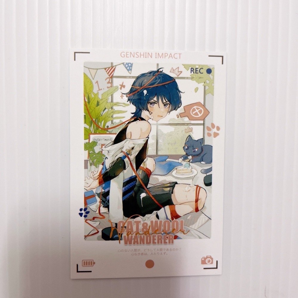 現貨🎐風精靈🎐原神同人｜流浪者 散兵 拍立得 明信片 紙夾相卡 色紙 花札牌 小立牌 徽章 原神周邊 原神週邊-規格圖1