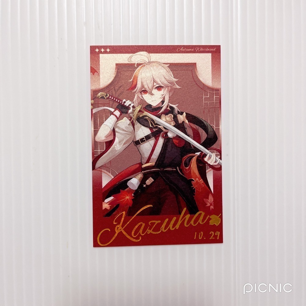 現貨🎐風精靈🎐原神同人｜楓原萬葉 稻妻 拍立得 明信片 徽章 方卡 透卡 票根 紙夾相卡 吊飾 原神周邊 原神週邊-規格圖2