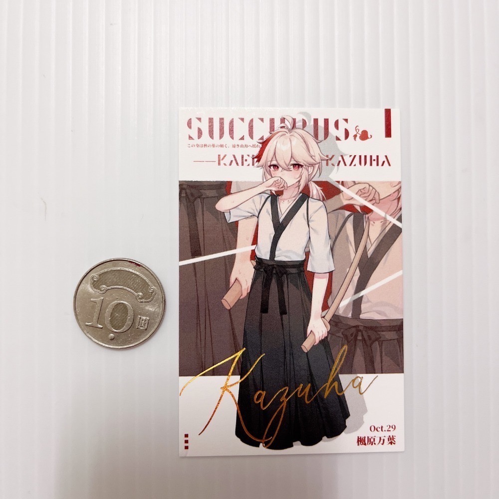 現貨🎐風精靈🎐原神同人｜楓原萬葉 稻妻 拍立得 明信片 徽章 方卡 透卡 票根 紙夾相卡 吊飾 原神周邊 原神週邊-規格圖2