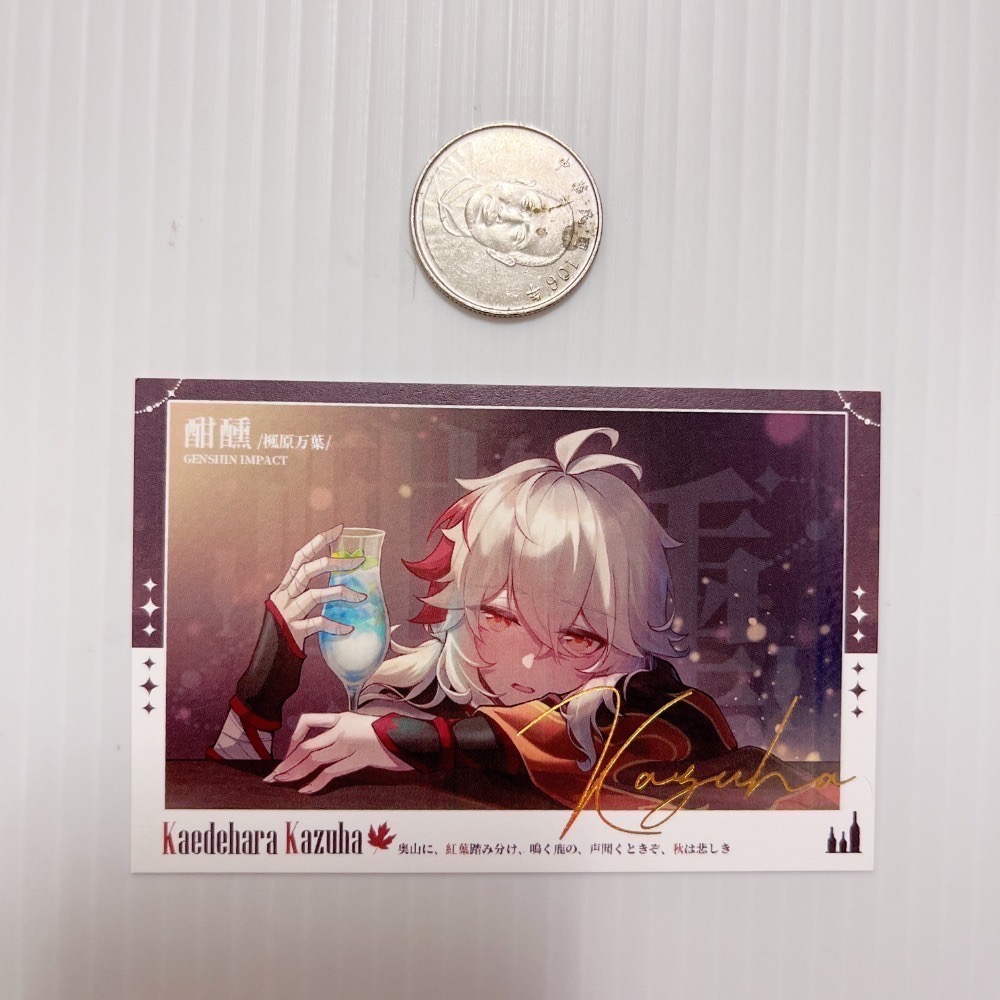 現貨🎐風精靈🎐原神同人｜楓原萬葉 稻妻 拍立得 明信片 徽章 方卡 透卡 票根 紙夾相卡 吊飾 原神周邊 原神週邊-規格圖2
