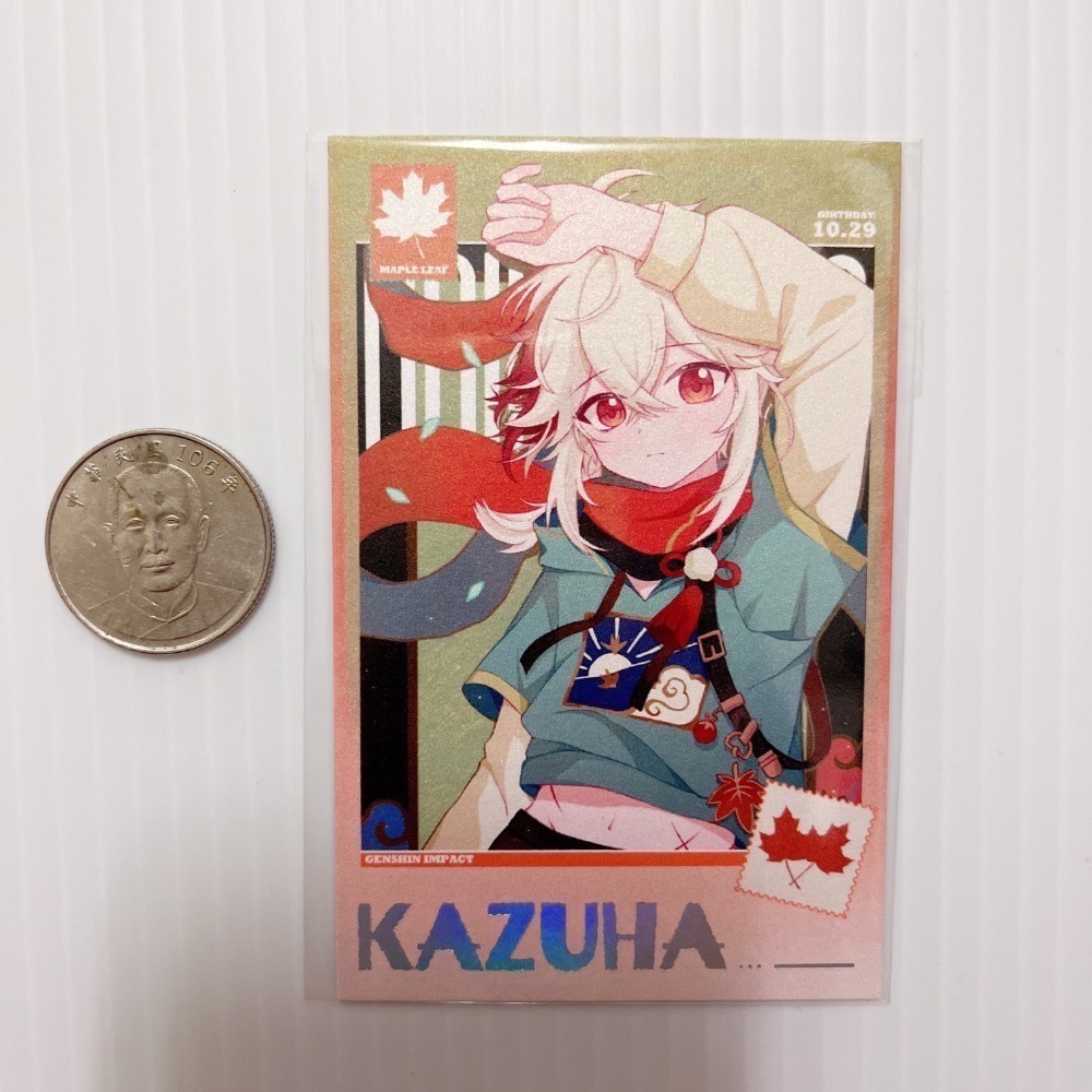 現貨🎐風精靈🎐原神同人｜楓原萬葉 稻妻 拍立得 明信片 徽章 方卡 透卡 票根 紙夾相卡 吊飾 原神周邊 原神週邊-規格圖2