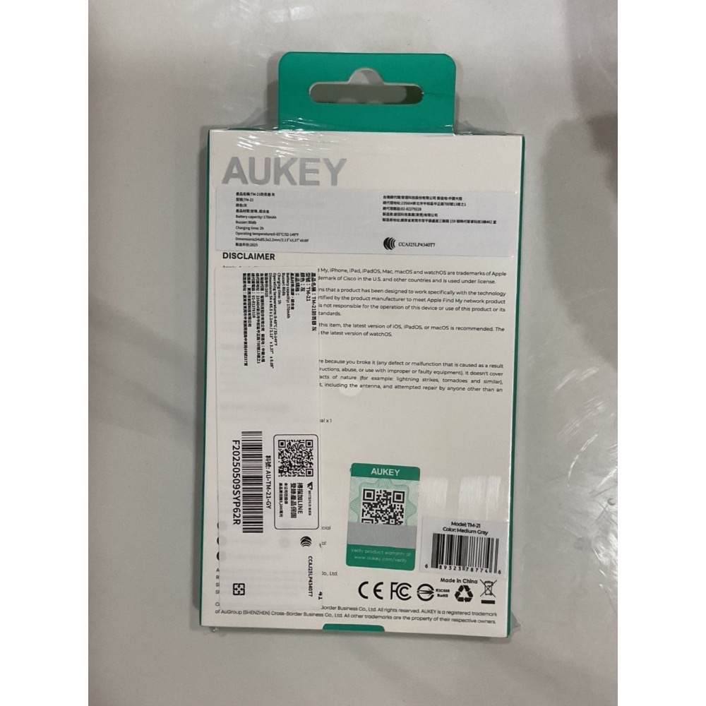 現貨 快速出貨🌹【旅遊必備組】AUKEY TM-21 APPLE 專用輕薄追蹤定位器｜精准定位 一鍵找回-細節圖2
