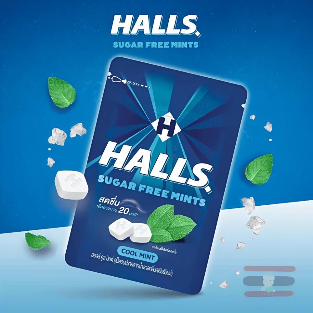 🇹🇭泰國 HALLS 袋裝涼糖 新包裝 薄荷/西瓜 15.4g-細節圖2