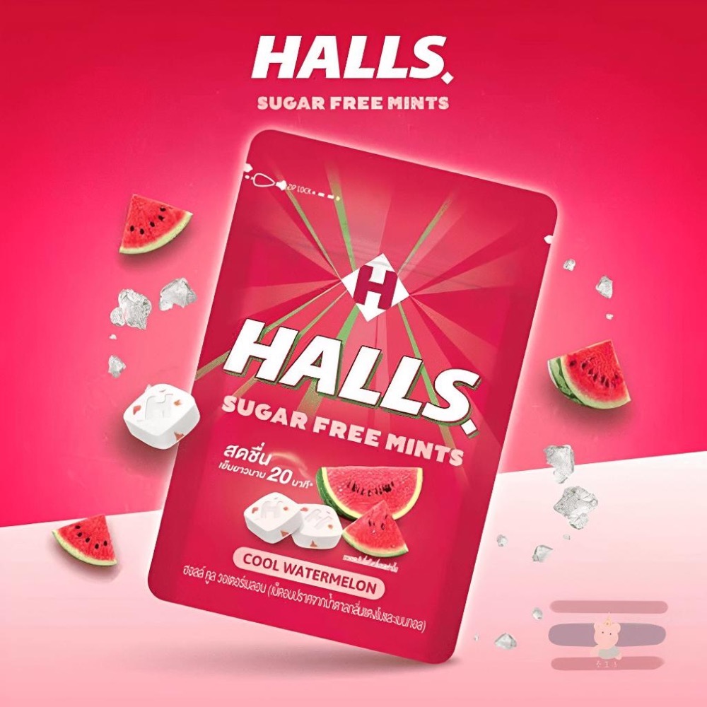 🇹🇭泰國 HALLS 袋裝涼糖 新包裝 薄荷/西瓜 15.4g-細節圖3