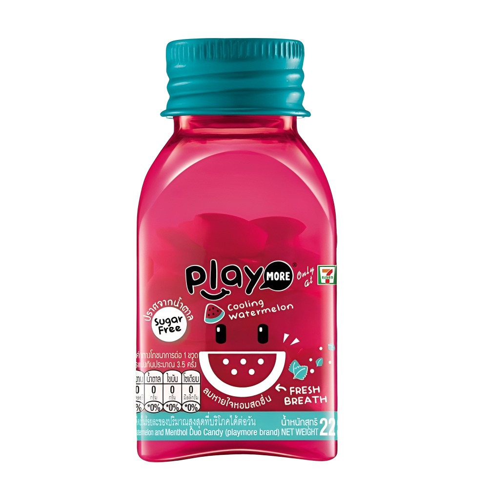 🇹🇭泰國 7-11 Play More 清新水果涼糖 酸味/蘋果/葡萄/西瓜 包裝/瓶裝-規格圖2