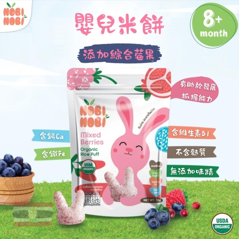 🇹🇭泰國 Nobi Nobi 有機嬰兒米餅(8M+)15g 美國USDA認證 清真 無過敏原 無麩質 非基改-細節圖5
