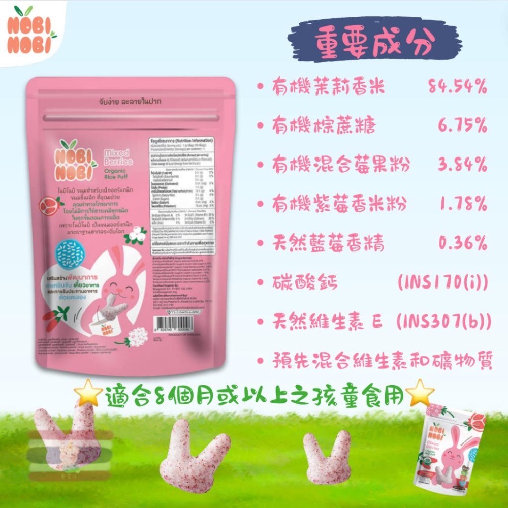 🇹🇭泰國 Nobi Nobi 有機嬰兒米餅(8M+)15g 美國USDA認證 清真 無過敏原 無麩質 非基改-細節圖8