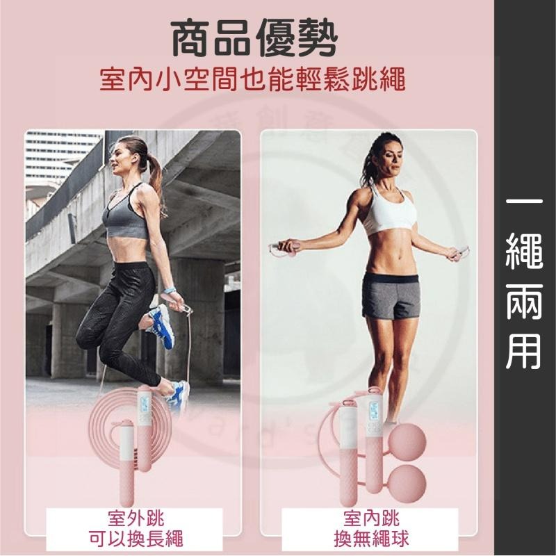 【台中現貨折價券】無繩跳繩 無線跳繩 空氣跳繩 計數跳繩 智能跳繩 電子跳繩 負重跳繩 無繩 小球 粉紅色 藍色 跳繩-細節圖3
