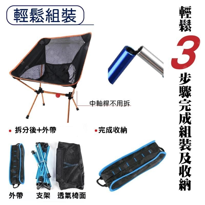 【台中現貨折價券】小月亮椅 露營椅 露營折疊椅 導演椅 戶外折疊椅 折疊月亮椅 淺藍色 寶藍色 露營 野餐-細節圖6