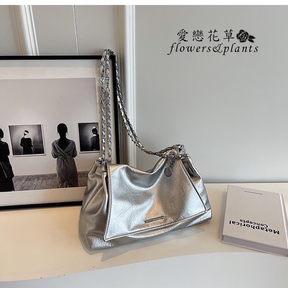 【愛戀花草】時尚復古軟皮革鏈條包 (托特包、肩背、斜背、手提、A009)-細節圖3