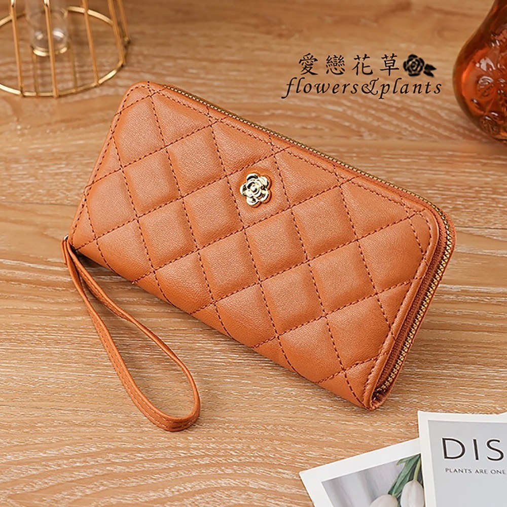 【愛戀花草】小香風菱格紋長夾 (手機包、鑰匙包、多夾層、A012)-細節圖5